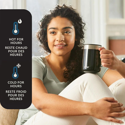 Contigo Streeterville Stainless Steel Mug with Handle and Splash-Proof Lid, Vacuum-Insulated Metal Cup for Coffee and Tea with Handle and Grip Base to Prevent Slipping, Licorice, 14 oz (414 mL)