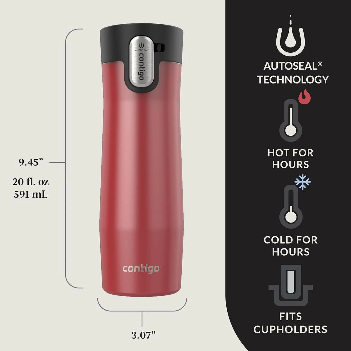 Contigo AUTOSEAL West Loop Vacuum-Insulated Stainless Steel Travel Mug with Easy-Clean Lid 24 oz Crystal Agave