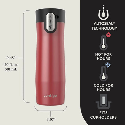 Contigo AUTOSEAL West Loop Vacuum-Insulated Stainless Steel Travel Mug with Easy-Clean Lid 24 oz Crystal Agave