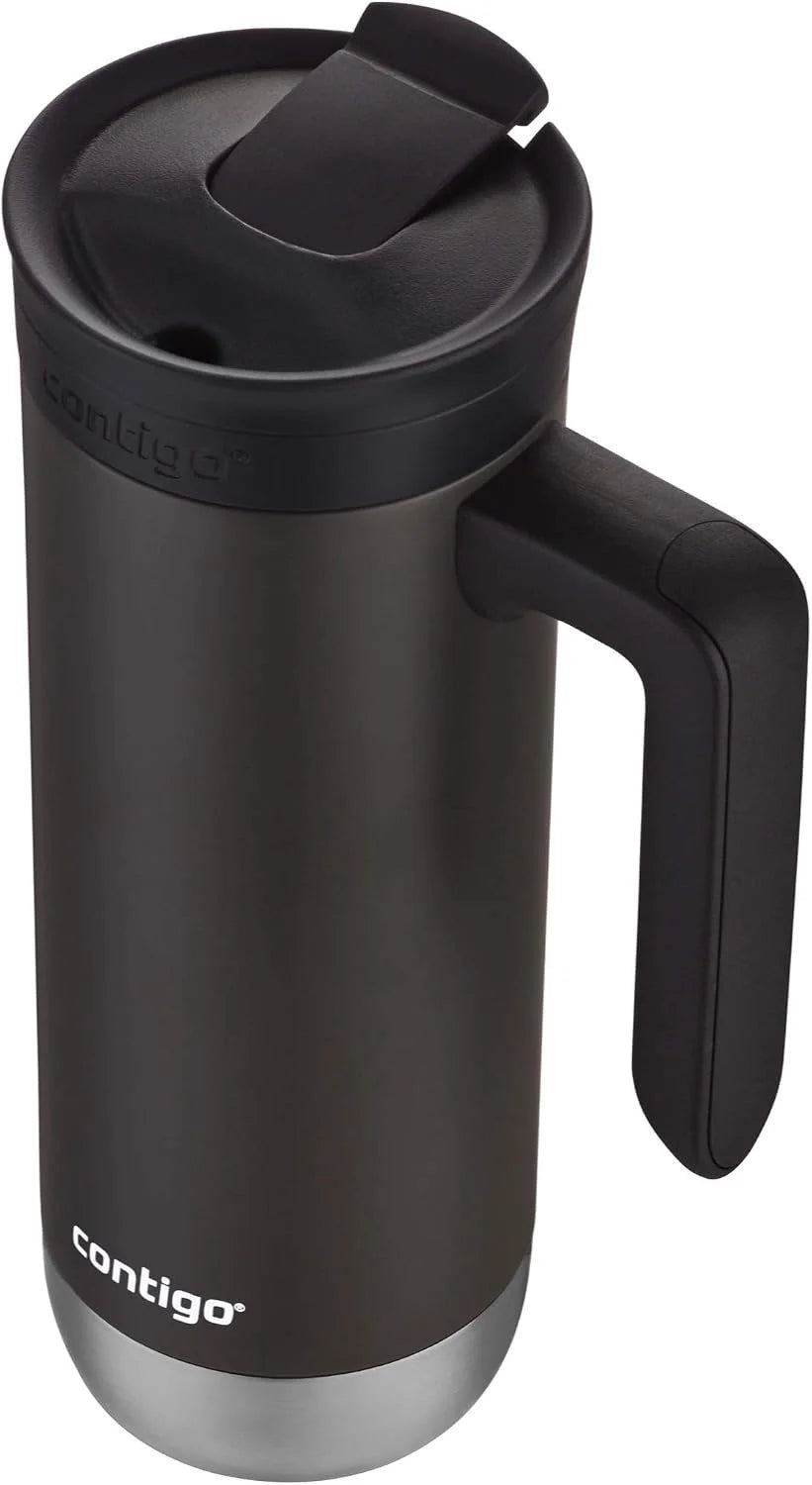 Contigo Superior 2.0 Stainless Steel Travel Mug with Handle Leak-Proof Lid Double-Wall Insulation for Hot & Cold Beverages, 20oz ,Dark Ice, Ideal for Commuting and Travel