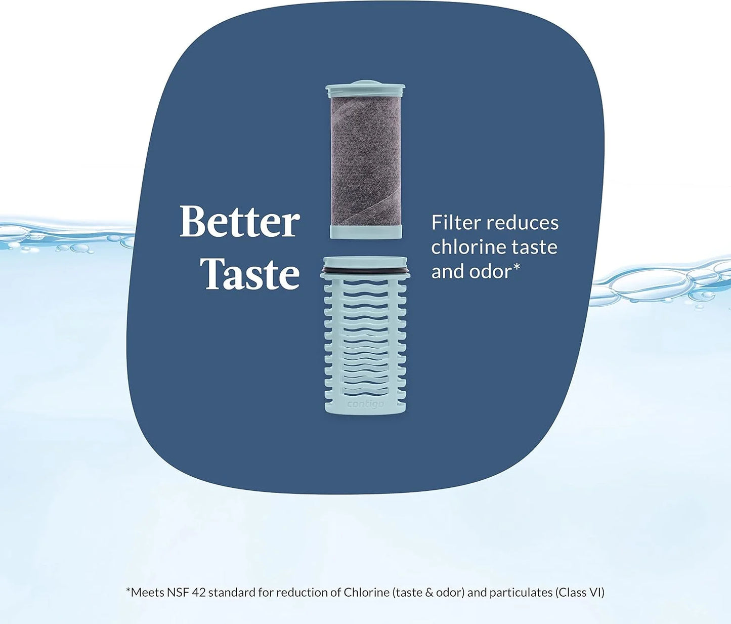 Contigo Clybourn Chill Stainless Steel Filter Water Bottle, 24 oz, Salt