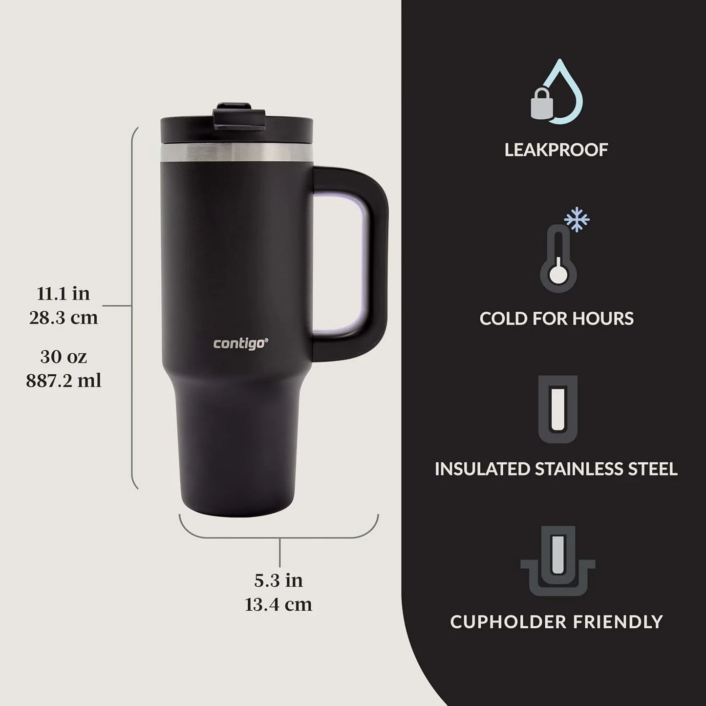 Contigo Streeterville 40oz Tumbler, Stainless Steel Vacuum Insulated, Leak-Proof, Cold for 29 Hours, Salt
