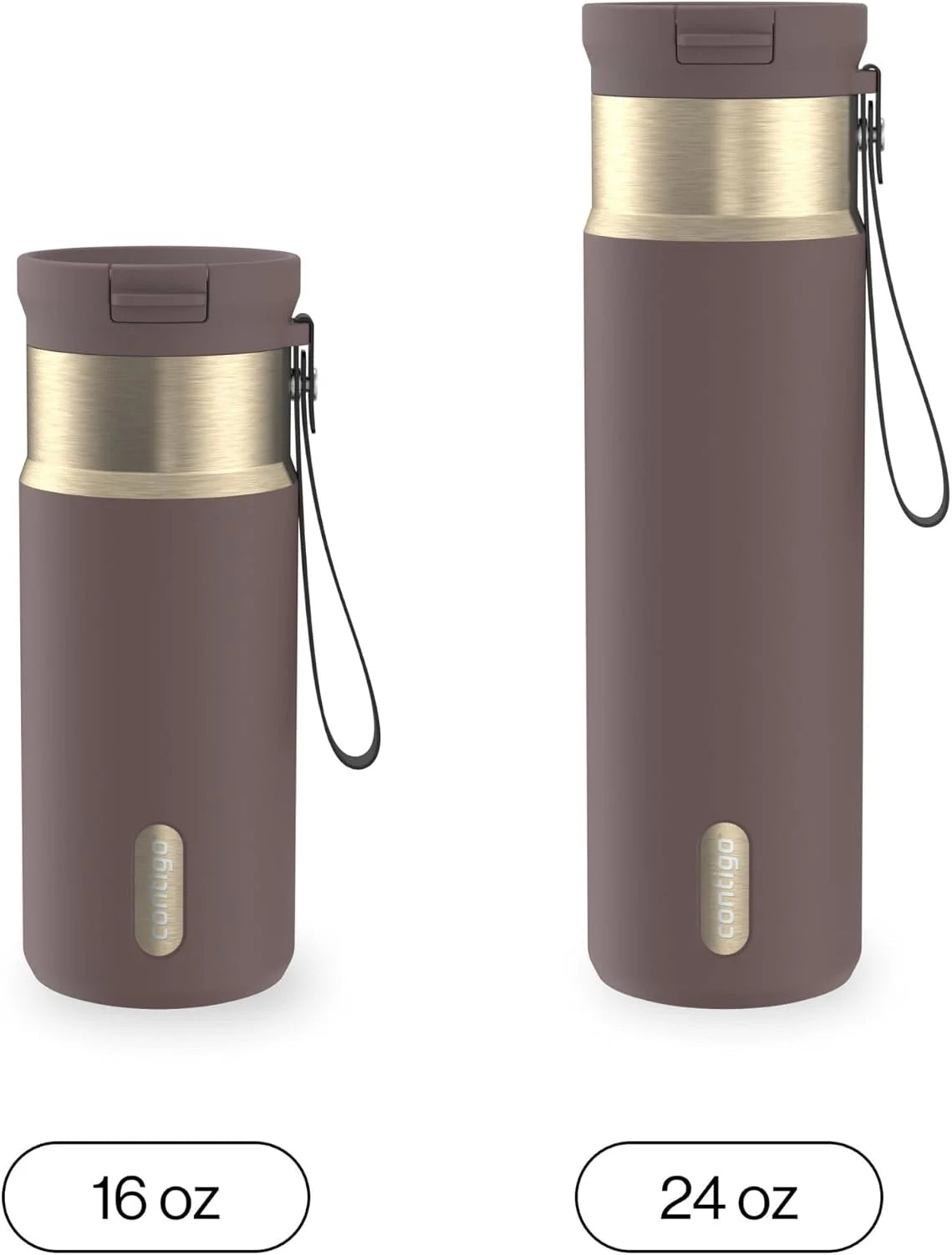 Contigo SnapSeal 24 oz Stainless Steel Vacuum-Insulated Water Bottle with Leakproof AutoClose Lid, Carry Strap & Reusable Straw, BPA-Free & Lead-Free, Dishwasher Safe