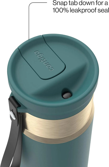 Contigo SnapSeal 24 oz Stainless Steel Vacuum-Insulated Water Bottle with Leakproof AutoClose Lid, Carry Strap & Reusable Straw, BPA-Free & Lead-Free, Dishwasher Safe