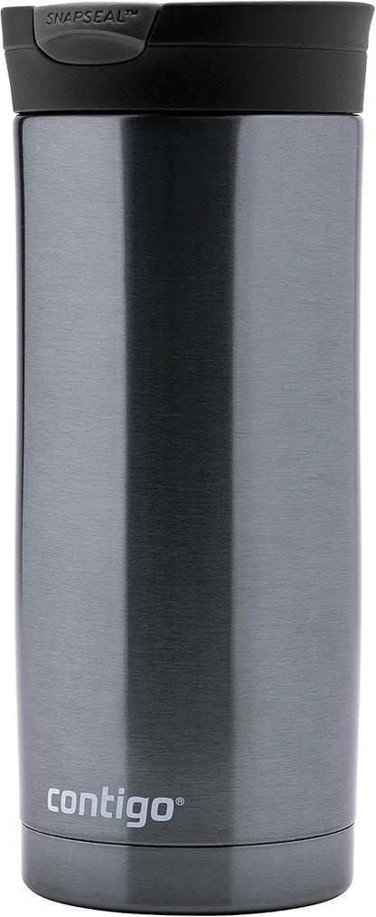 Contigo Huron Snapseal Travel Mug, Stainless Steel Thermal Mug, Vacuum Flask, Leakproof Tumbler, Coffee Mug with BPA Free Easy-Clean Lid, 470 ml