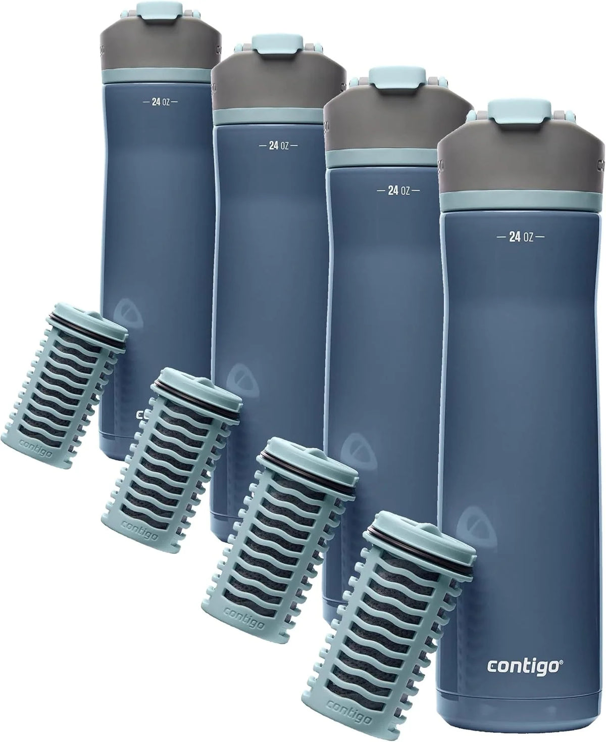 Contigo Clybourn Chill Stainless Steel Filter Water Bottle, 24 oz, Salt