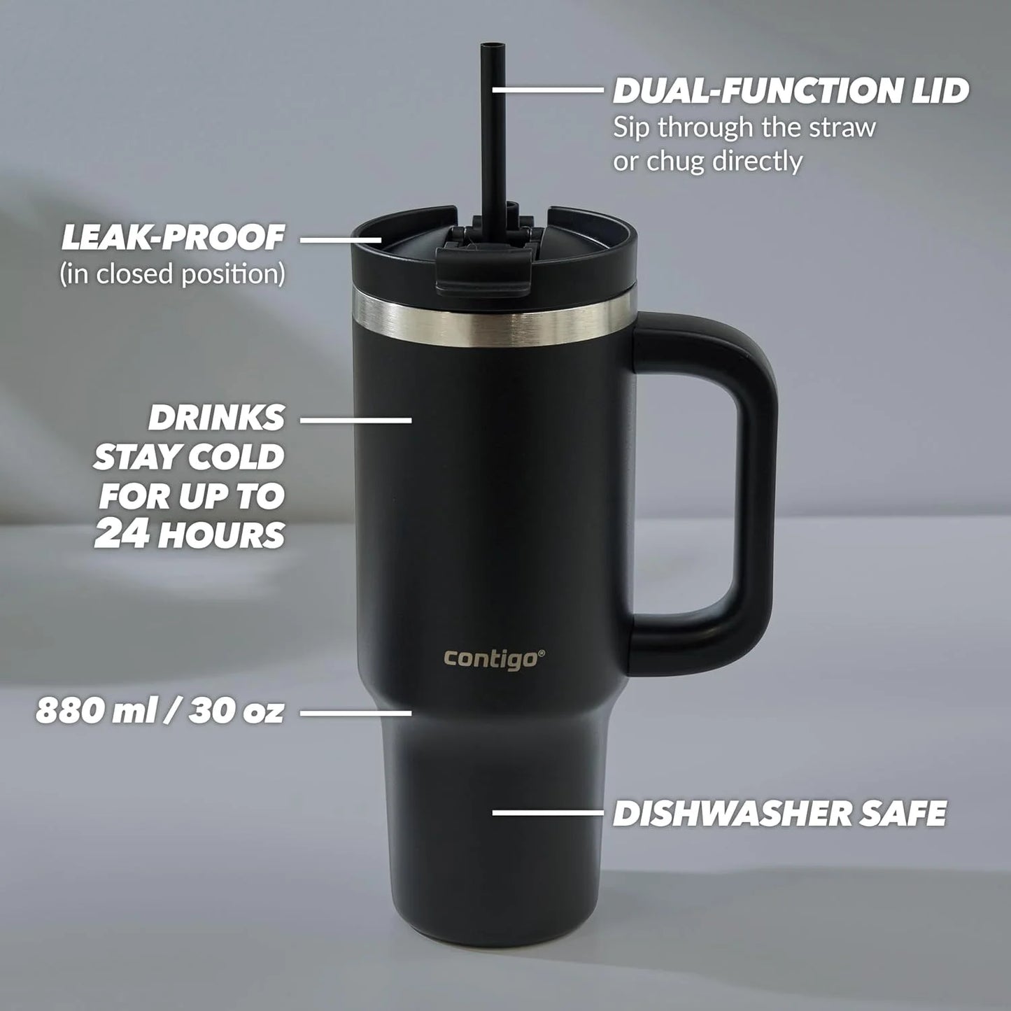 Contigo Streeterville 40oz Tumbler, Stainless Steel Vacuum Insulated, Leak-Proof, Cold for 29 Hours, Salt