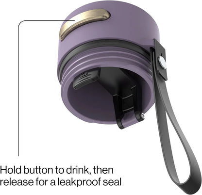 Contigo AutoSeal 24 oz Stainless Steel Vacuum-Insulated Water Bottle with Leakproof Push-Button Spout & Lock, Carry Strap, BPA-Free & Lead-Free, Dishwasher Safe