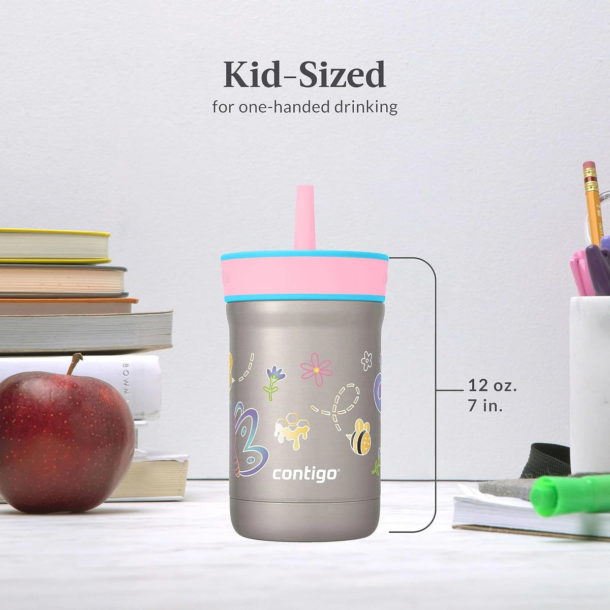 Contigo Leighton Insulated Straw Tumbler, 12 oz, Spacecraft/Juniper Lid