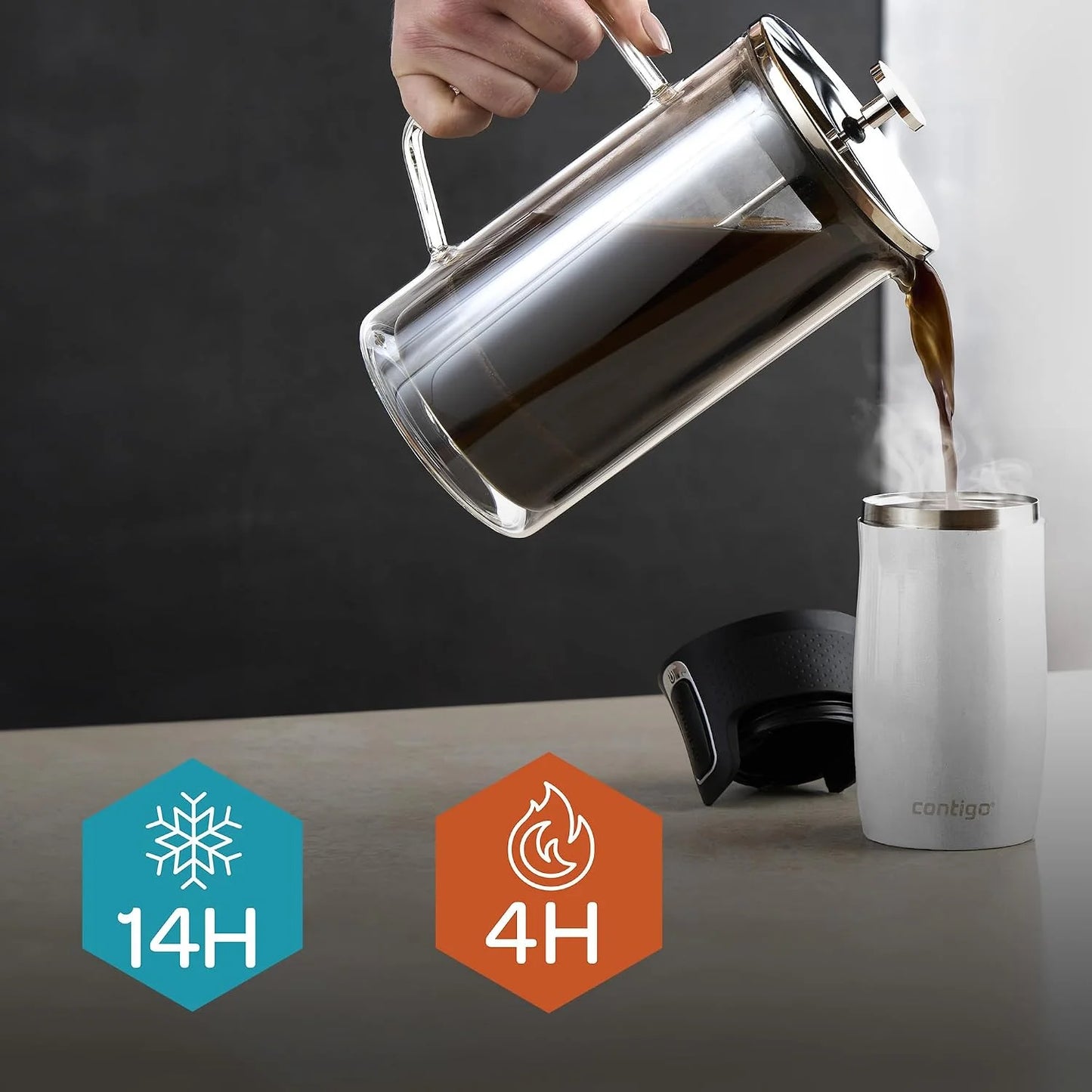 Contigo West Loop Mini Autoseal Travel Mug | Stainless Steel Thermal Mug | Vacuum Flask | Leakproof Tumbler | Coffee to go Mug with BPA Free Easy-Clean Lid | Lakeside | 300 ml