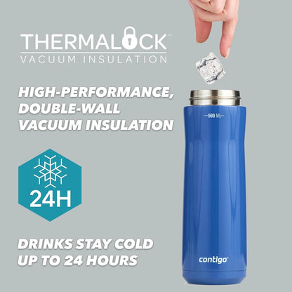 Contigo Jackson Chill Drink Bottle, Large BPA-Free Stainless Steel, 100% Leakproof, Keeps Drinks Cool Up to 24 Hours; Insulated Bottle for Sports, Cycling, Jogging, Hiking, 590 ml