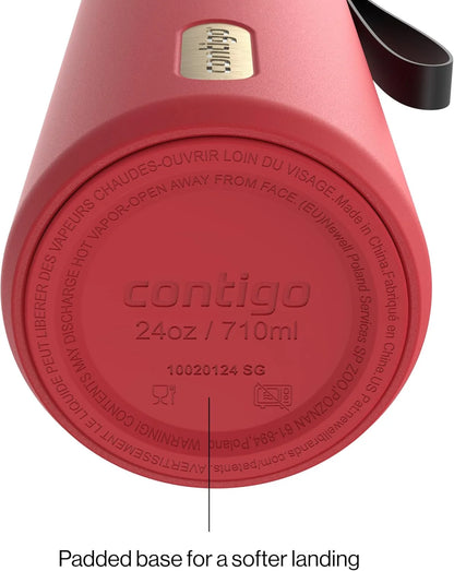 Contigo SnapSeal 24 oz Stainless Steel Vacuum-Insulated Water Bottle with Leakproof AutoClose Lid, Carry Strap & Reusable Straw, BPA-Free & Lead-Free, Dishwasher Safe