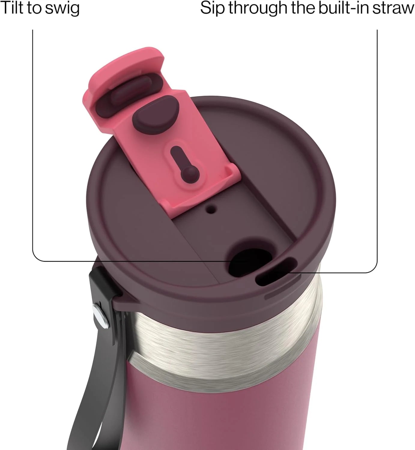Contigo DualSip 16 oz Compact Stainless Steel Vacuum-Insulated Water Bottle with 2-in-1 Leakproof Lid (Straw or Spout), BPA-Free & Lead-Free, Dishwasher Safe