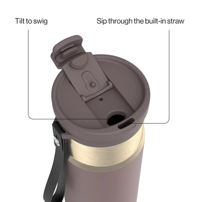 Contigo DualSip 24 oz Stainless Steel Vacuum-Insulated Water Bottle with Carry Strap & 2-in-1 Leakproof Lid (Straw or Spout), BPA-Free & Lead-Free, Dishwasher Safe