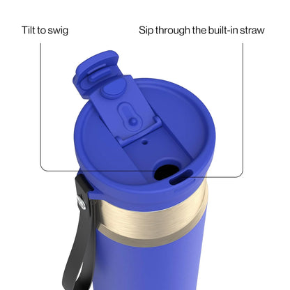 Contigo DualSip 24 oz Stainless Steel Vacuum-Insulated Water Bottle with Carry Strap & 2-in-1 Leakproof Lid (Straw or Spout), BPA-Free & Lead-Free, Dishwasher Safe