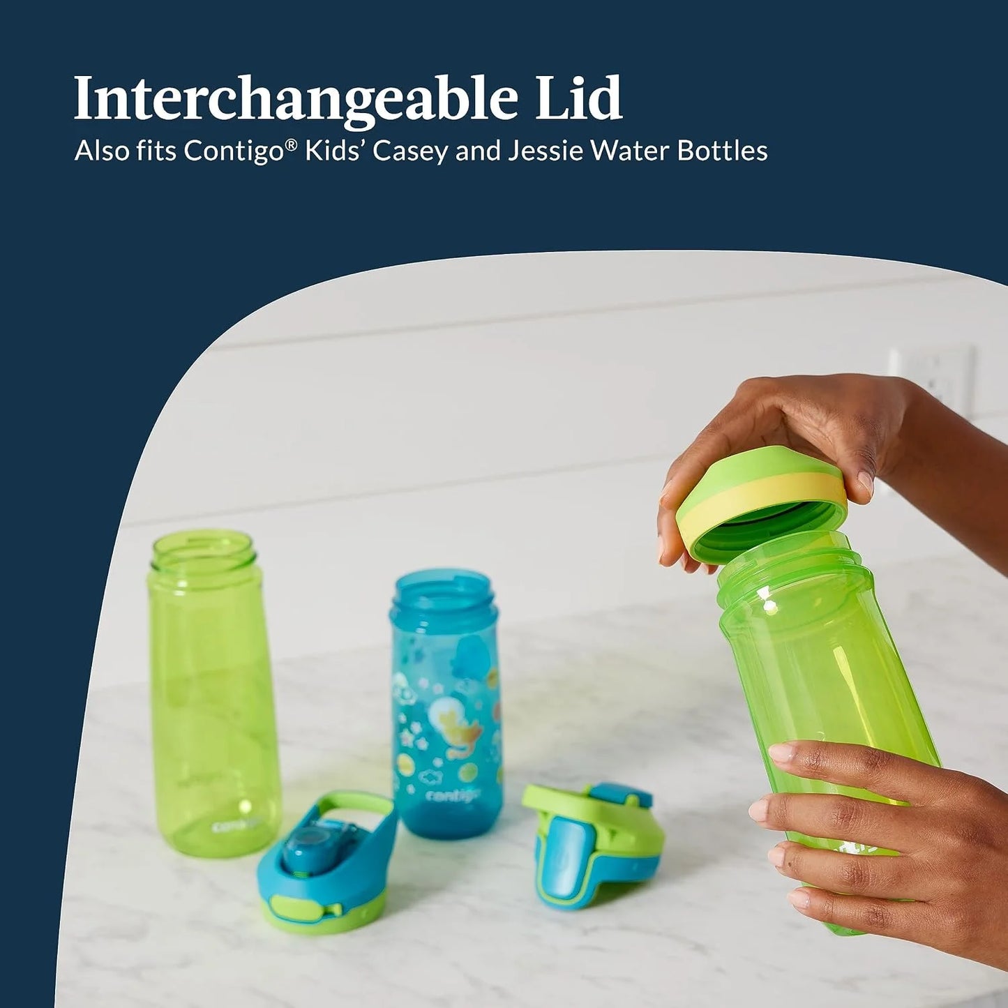 Contigo Kids’ Micah Water Bottle with Leak-Proof Lid, 20oz, Lime/Pineapple