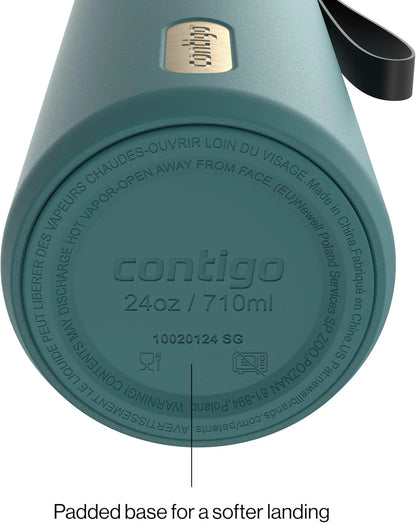 Contigo SnapSeal 24 oz Stainless Steel Vacuum-Insulated Water Bottle with Leakproof AutoClose Lid, Carry Strap & Reusable Straw, BPA-Free & Lead-Free, Dishwasher Safe