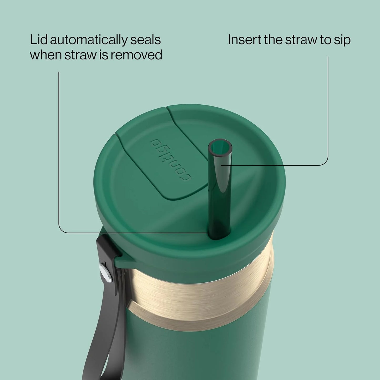 Contigo SnapSeal 24 oz Stainless Steel Vacuum-Insulated Water Bottle with Leakproof AutoClose Lid, Carry Strap & Reusable Straw, BPA-Free & Lead-Free, Dishwasher Safe