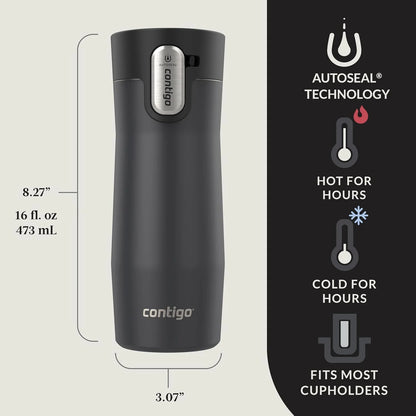 Contigo AUTOSEAL West Loop Vacuum-Insulated Stainless Steel Travel Mug with Easy-Clean Lid 24 oz Crystal Agave