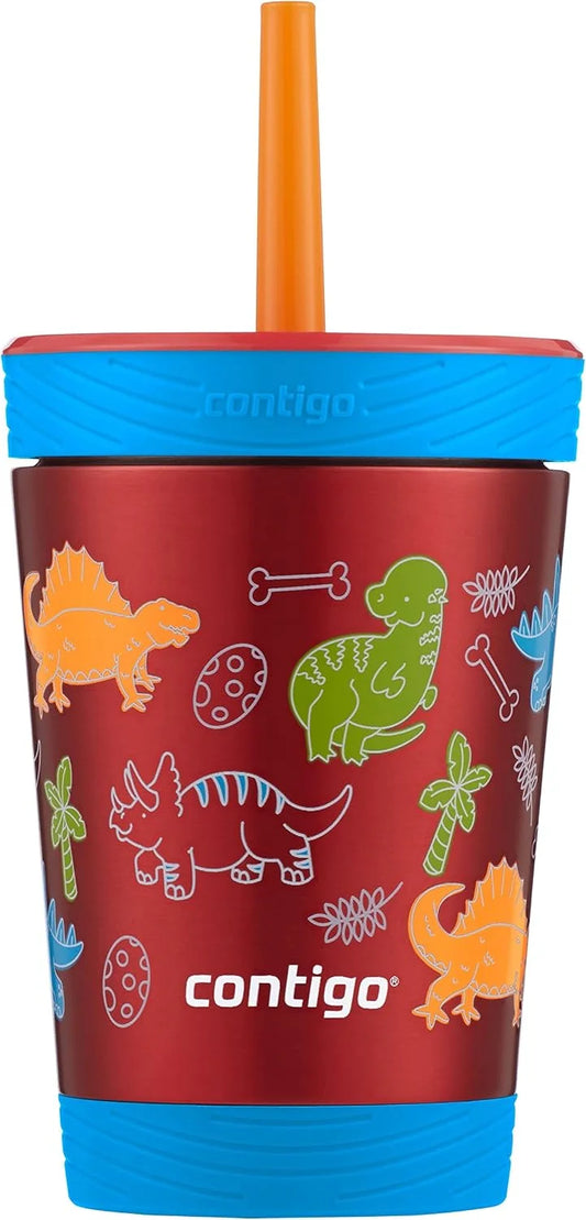 Contigo Kids Spill-Proof Tumbler with Straw & Leak-Proof Lid, 12oz Vacuum-Insulated Stainless Steel Water Bottle for Kids, Dishwasher Safe & Fits Most Cup Holders, Tumbler for School, Home, Travel
