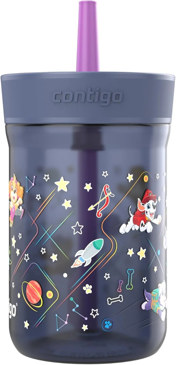 Contigo Kids’ Leighton Straw Tumbler with Spill-Proof Leak-Proof Lid 14oz Juniper/Blue Forest