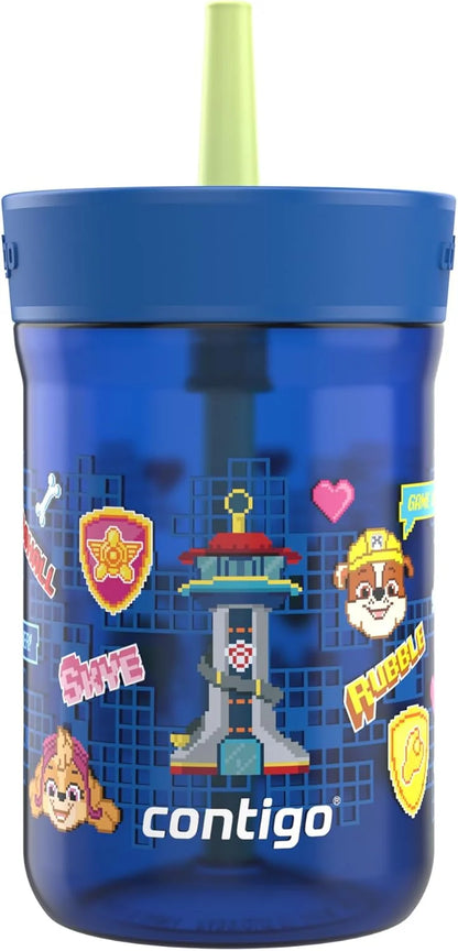Contigo Kids’ Leighton Straw Tumbler with Spill-Proof Leak-Proof Lid 14oz Juniper/Blue Forest