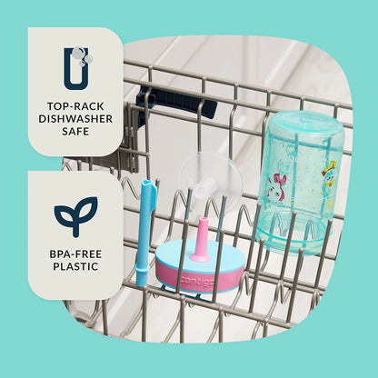 Contigo Kids’ Leighton Straw Tumbler with Spill-Proof Leak-Proof Lid 14oz Juniper/Blue Forest