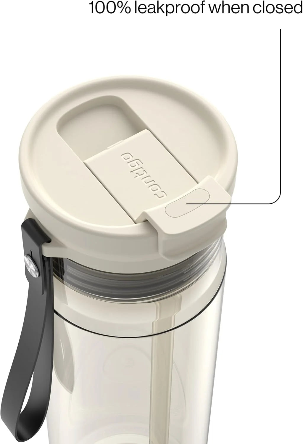 Contigo DualSip 24 oz Tritan Plastic Water Bottle with Carry Strap & 2-in-1 Leakproof Lid (Straw or Spout), BPA-Free, Dishwasher Safe