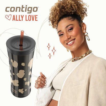 Contigo x Ally Love Shake & Go Tumbler, Autoclose Lid, Leak Proof, 20oz, Licorice