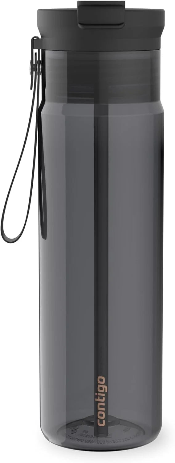 Contigo DualSip 24 oz Tritan Plastic Water Bottle with Carry Strap & 2-in-1 Leakproof Lid (Straw or Spout), BPA-Free, Dishwasher Safe