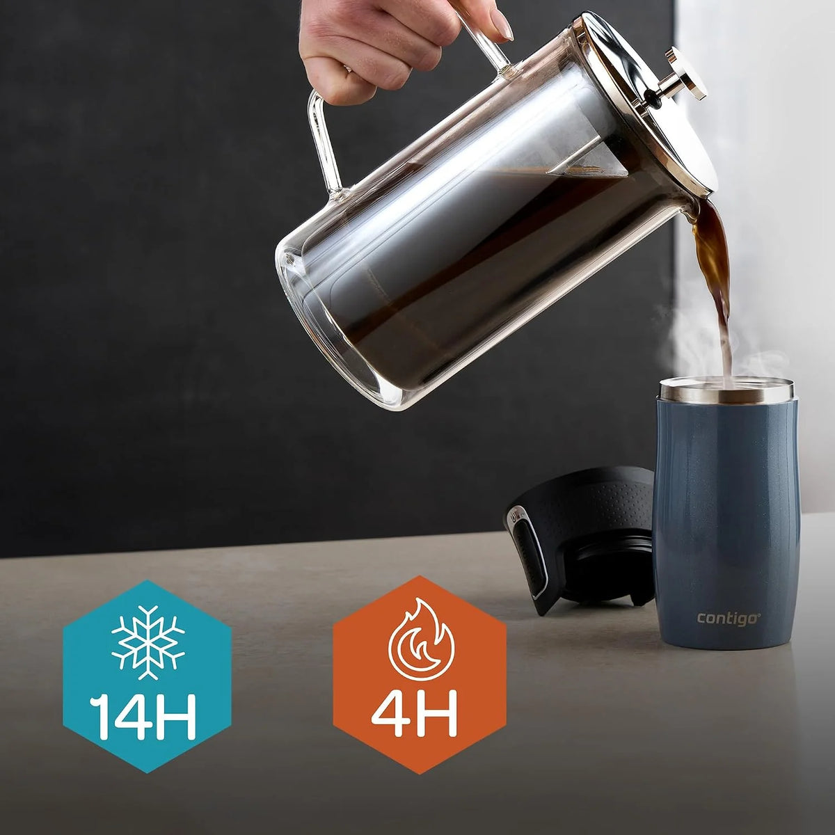 Contigo West Loop Mini Autoseal Travel Mug | Stainless Steel Thermal Mug | Vacuum Flask | Leakproof Tumbler | Coffee to go Mug with BPA Free Easy-Clean Lid | Lakeside | 300 ml