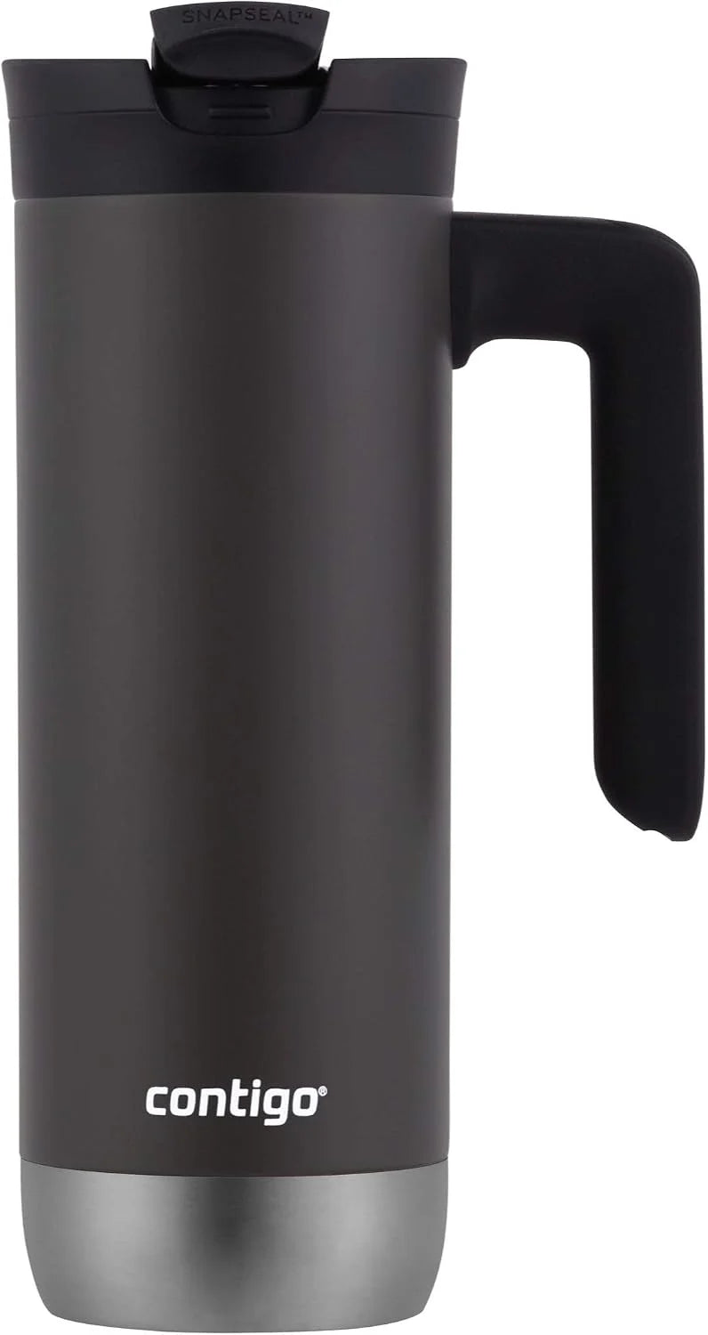 Contigo Superior 2.0 Stainless Steel Travel Mug with Handle Leak-Proof Lid Double-Wall Insulation for Hot & Cold Beverages, 20oz ,Dark Ice, Ideal for Commuting and Travel