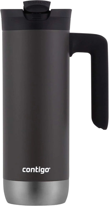 Contigo Superior 2.0 Stainless Steel Travel Mug with Handle Leak-Proof Lid Double-Wall Insulation for Hot & Cold Beverages, 20oz ,Dark Ice, Ideal for Commuting and Travel