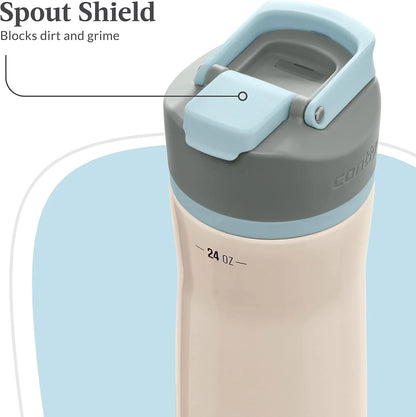 Contigo Clybourn Chill Stainless Steel Filter Water Bottle, 24 oz, Salt
