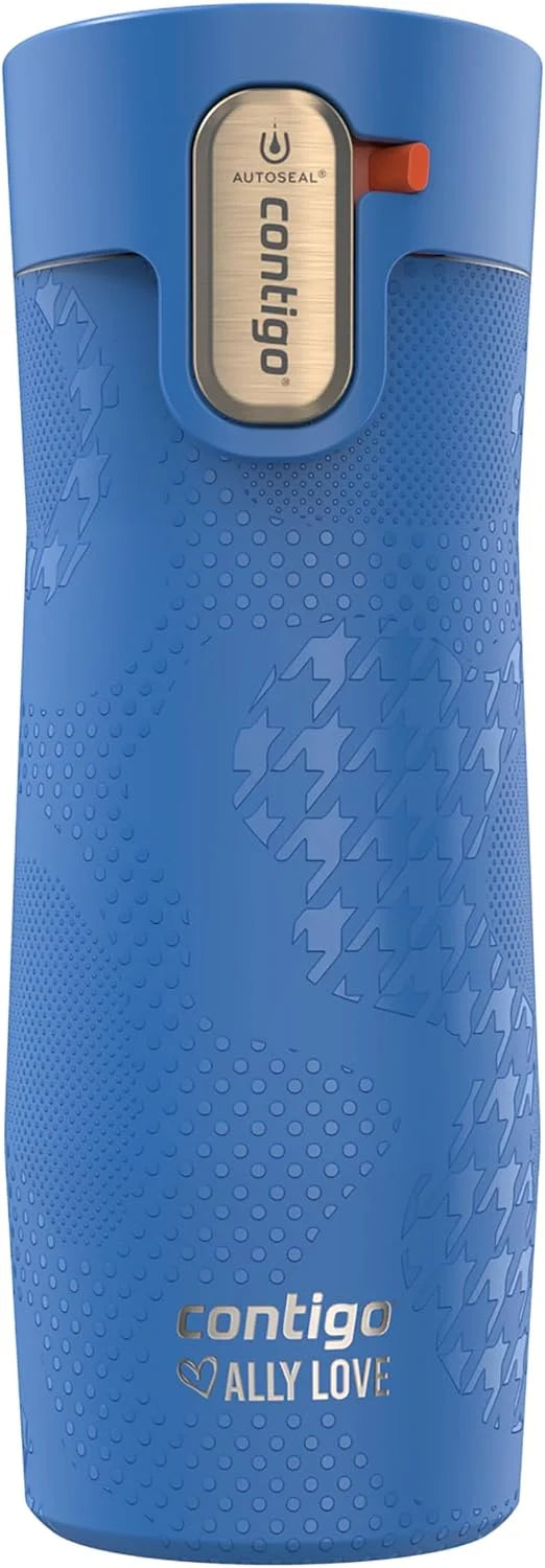 Contigo x Ally Love Stainless Steel Vacuum-Insulated Travel Mug with Autoseal and Easy Clean Lid, Spill-proof, Keeps Drinks cold 24 hrs & hot for 11 hrs, BPA Free, 16oz., West Loop 3.0, Licorice