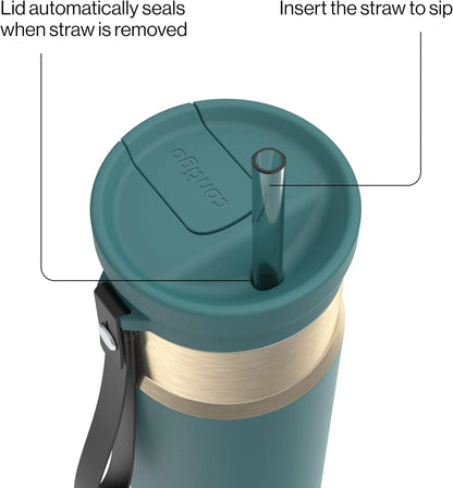 Contigo SnapSeal 24 oz Stainless Steel Vacuum-Insulated Water Bottle with Leakproof AutoClose Lid, Carry Strap & Reusable Straw, BPA-Free & Lead-Free, Dishwasher Safe