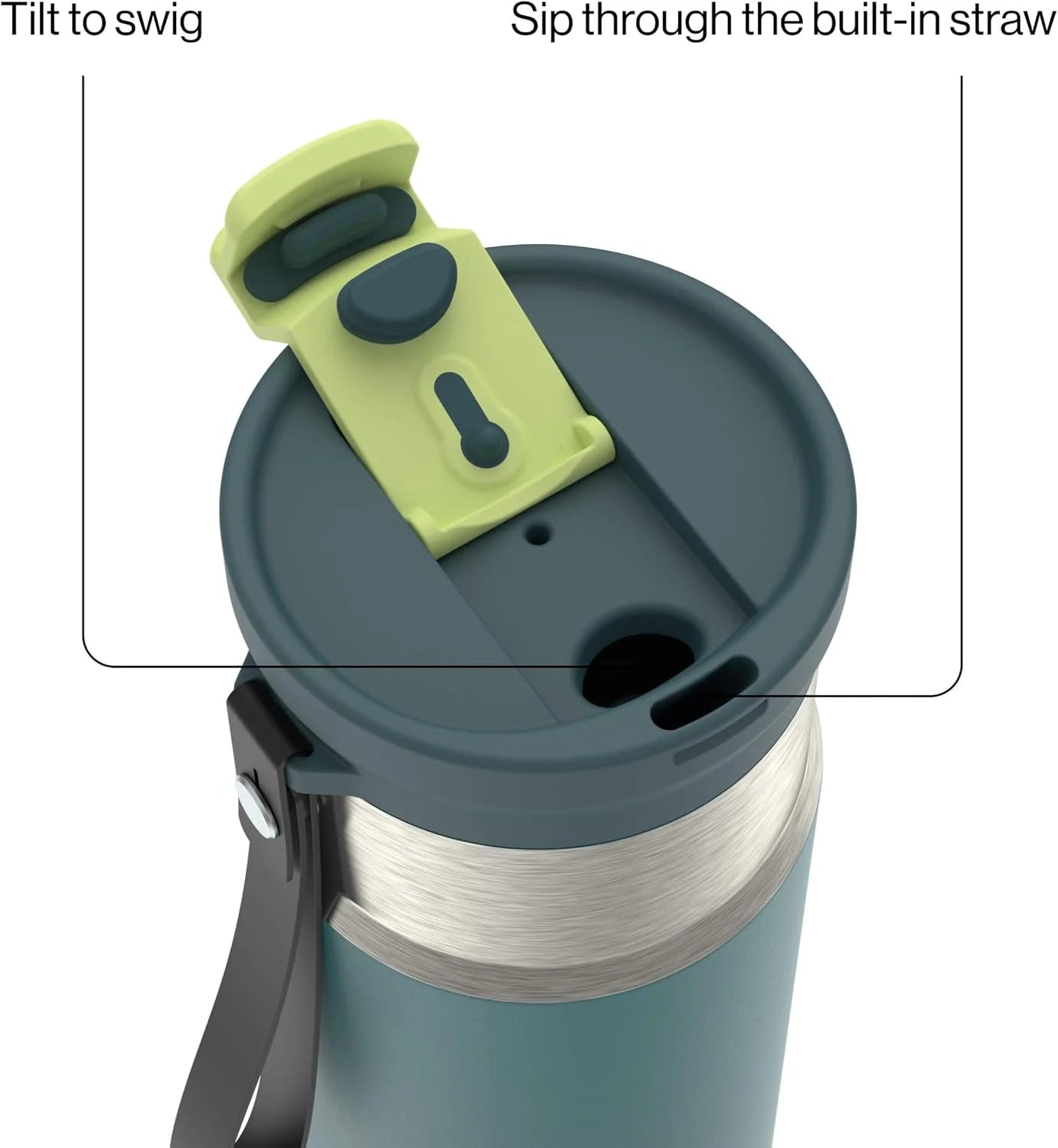 Contigo DualSip 16 oz Compact Stainless Steel Vacuum-Insulated Water Bottle with 2-in-1 Leakproof Lid (Straw or Spout), BPA-Free & Lead-Free, Dishwasher Safe