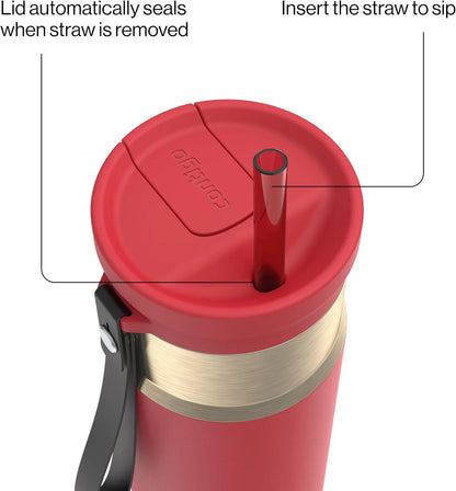 Contigo SnapSeal 24 oz Stainless Steel Vacuum-Insulated Water Bottle with Leakproof AutoClose Lid, Carry Strap & Reusable Straw, BPA-Free & Lead-Free, Dishwasher Safe