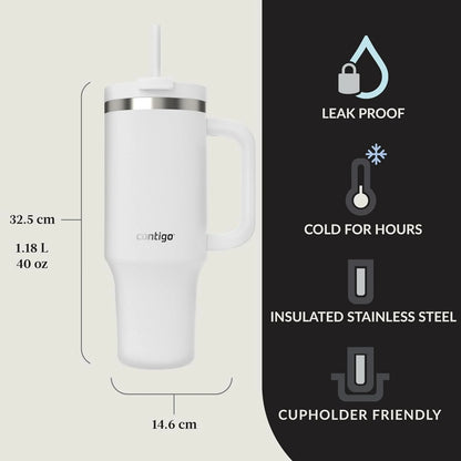 Contigo Streeterville 40oz Tumbler, Stainless Steel Vacuum Insulated, Leak-Proof, Cold for 29 Hours, Salt