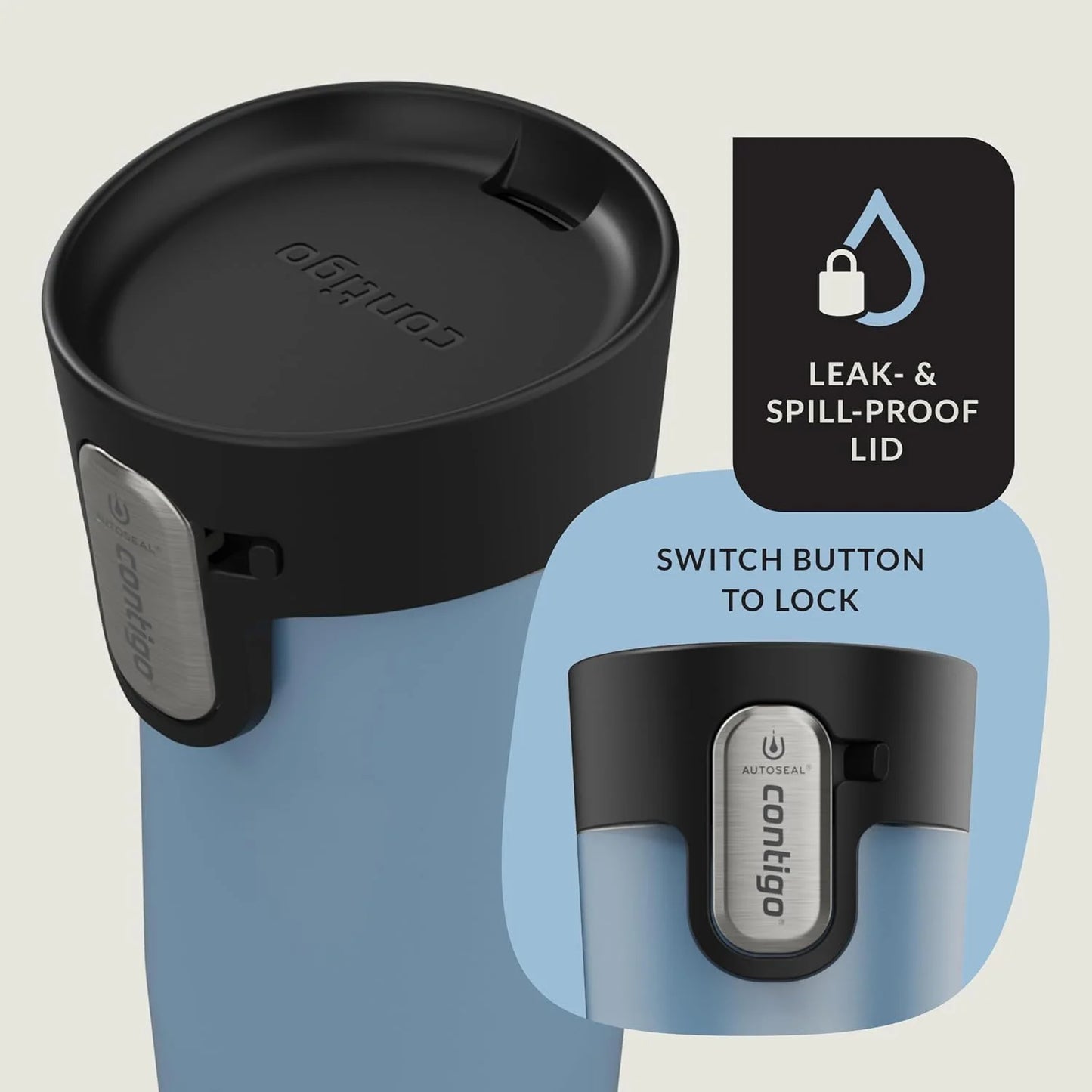 Contigo AUTOSEAL West Loop Vacuum-Insulated Stainless Steel Travel Mug with Easy-Clean Lid 24 oz Crystal Agave