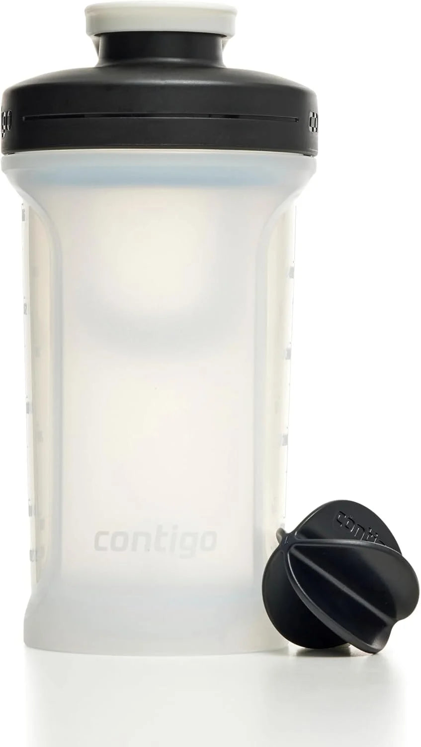 Contigo Shake & Go 2.0 Protein Shaker Bottle with Mixer Ball | Large BPA Free Blender | Ideal for Protein Powder, Nutrition Shakes or Smoothies |Leak Proof Shake Sports Bottle | Salt | 590 ml