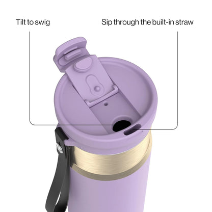 Contigo DualSip 24 oz Stainless Steel Vacuum-Insulated Water Bottle with Carry Strap & 2-in-1 Leakproof Lid (Straw or Spout), BPA-Free & Lead-Free, Dishwasher Safe