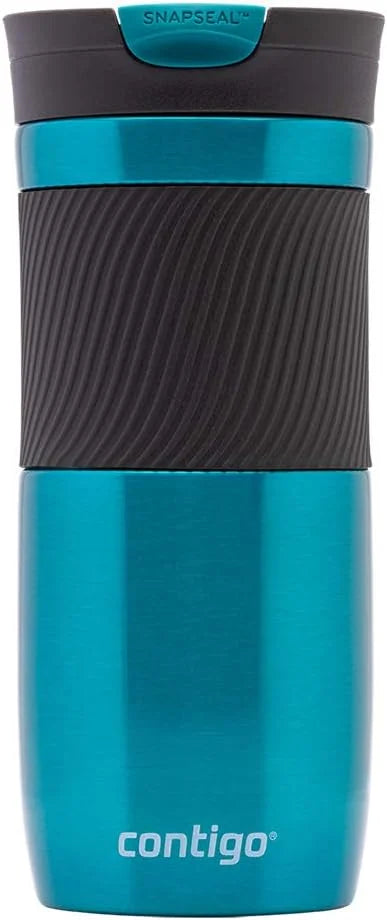 Contigo Byron Snapseal Travel Mug, Stainless Steel Thermal mug, vacuum flask, leakproof tumbler, coffee mug with BPA free Easy-Clean Lid, 470 ml, Vivacious