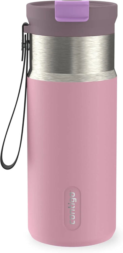 Contigo DualSip 16 oz Compact Stainless Steel Vacuum-Insulated Water Bottle with 2-in-1 Leakproof Lid (Straw or Spout), BPA-Free & Lead-Free, Dishwasher Safe