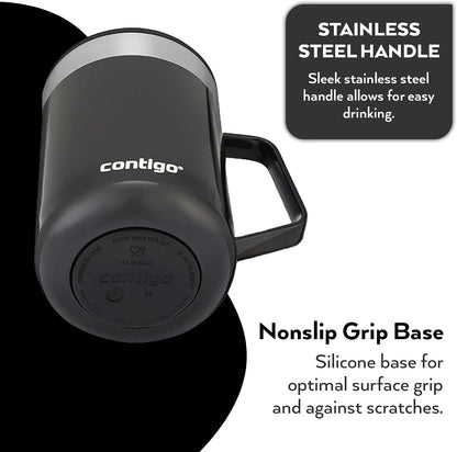 Contigo Streeterville Desk Mug, Insulated Coffee Mug with Stainless Steel Handle, Coffee to go Mug with lid, Keeps Coffee and Tea Warm for up to 5 Hours, Ideal for Office & Home, 410 ml