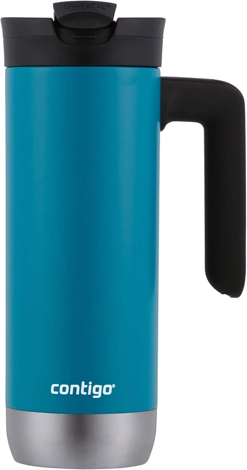 Contigo Superior 2.0 Stainless Steel Travel Mug with Handle Leak-Proof Lid Double-Wall Insulation for Hot & Cold Beverages, 20oz ,Dark Ice, Ideal for Commuting and Travel
