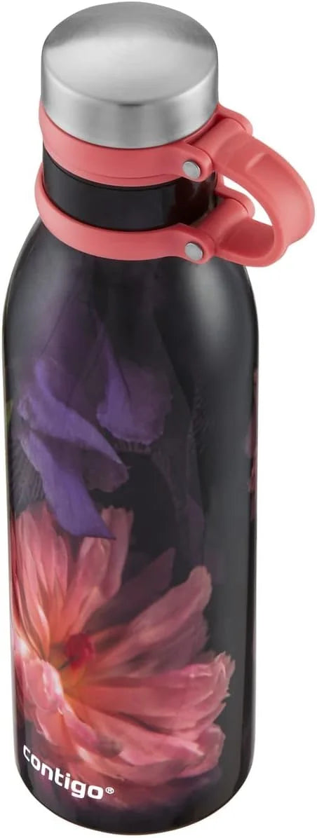 Contigo Matterhorn Vaccum Insulated Stainless Steel Water Bottle with Leak-Proof Chug Cap, Drinks Stay Cold up to 24 Hours or Hot up to 10 Hours, Fits Most Cup Holders, 20oz White Marble