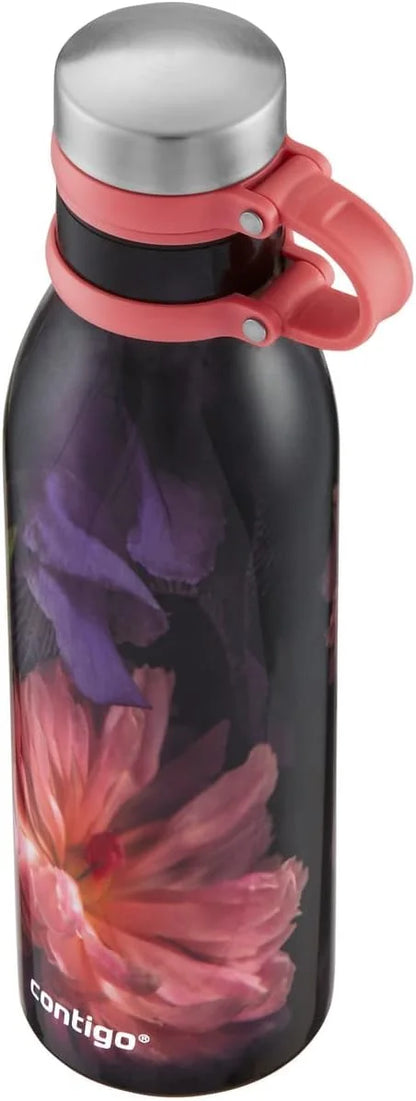 Contigo Matterhorn Vaccum Insulated Stainless Steel Water Bottle with Leak-Proof Chug Cap, Drinks Stay Cold up to 24 Hours or Hot up to 10 Hours, Fits Most Cup Holders, 20oz White Marble