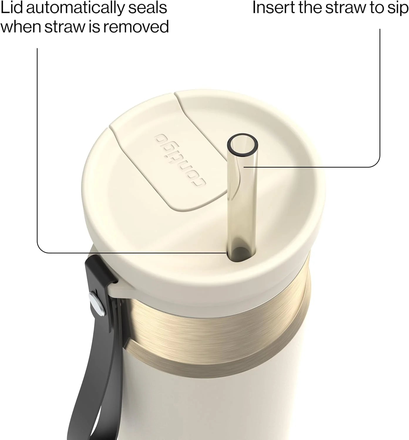 Contigo SnapSeal 24 oz Stainless Steel Vacuum-Insulated Water Bottle with Leakproof AutoClose Lid, Carry Strap & Reusable Straw, BPA-Free & Lead-Free, Dishwasher Safe