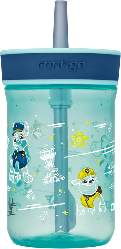 Contigo Kids’ Leighton Straw Tumbler with Spill-Proof Leak-Proof Lid 14oz Juniper/Blue Forest